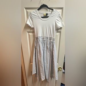 Donna Karan Striped Dress with Handkerchief Hem